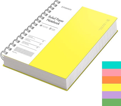 EMSHOI A5 Spiral Notebook College Ruled Lined Journal, Small 5.7" X 8.22", 300 Pages/150 Sheets, 100gsm Thick Paper, Waterproof Hardcover, for Office School Women Men Work Writing Notes-Yellow