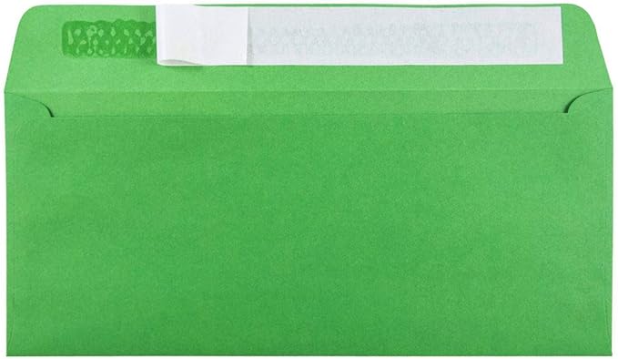 JAM PAPER #10 Business Colored Envelopes with Peel and Seal Closure - 4 1/8 x 9 1/2 - Green Recycled - 100/Pack