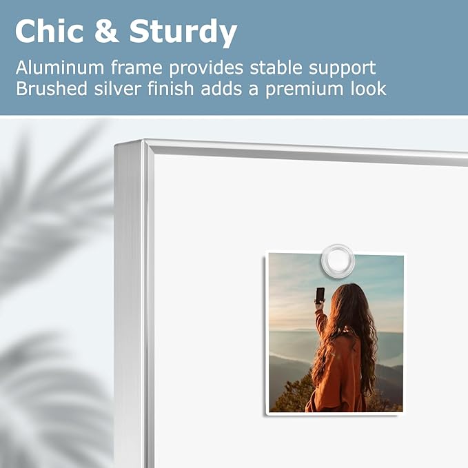 Whiteboard for Wall, 24" x 18" Magnetic White Board Dry Erase Board with Silver Aluminum Frame, Hanging Wipe Board for Office, Home, School