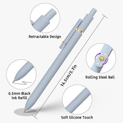 UIXJODO 6 Pcs Gel Pens 0.5mm Quick Dry Black Ink Pens Fine Point Smooth Writing Pens, Cute Office and School Supplies Gifts for Women Teacher Students (6 Pcs Morandi Gold)