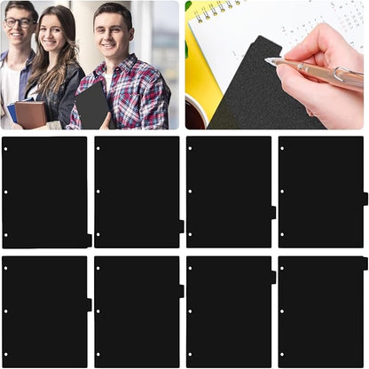 Black Binder Dividers, 8-Tab Sturdy Plastic Dividers, Binder Dividers with Tabs, Black 3-Ring Binder Plastic Divider Set, Aesthetic Dividers for Binder, Suitable for Notebooks and Binders(Black)