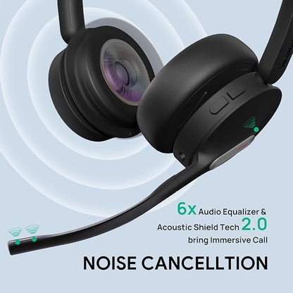 Yealink WH64 Hybrid with DECT Dongle, 492ft Range, 26 Talk Time Bluetooth Headset for Microsoft Teams, Zoom Skype Certified, Noise Cancelling Headset with 3X Mic, Work Headset for Laptop,PC Phone