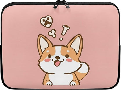 Cute Corgi Laptop Sleeve for Women Girls 12 inch Laptop Protector with Multiple Uses Computer Carrying Case PinkTablet Bag Lap Top Case Men Laptop Protector