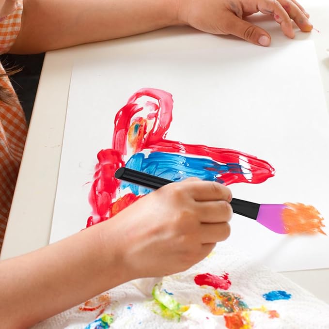 12 Pcs Silicone Magic Brushes, Fan-shaped Blending Brush Set for DIY Painting Mixing & Spreading, Black, White, Purple, Pink, Silicone Material, Acrylic, Ink