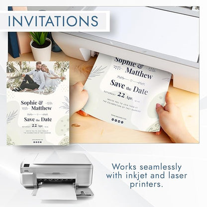 MOS White Cardstock Paper - 8.5" x 11" Heavy Card Stock (110 Sheets) - For Crafting, Resume Paper, Business Cards, Invitations, Menus & Certificates - Smooth Finish, Printer-Friendly