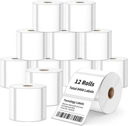 12 Rolls 3" x 2" Direct Thermal Labels - 8400 Labels Multipurpose Address Shipping Labels for Barcode Postage - Adhesive & Perforated, Compatible with Rollo, Zebra, Munbyn, and Other Desktop Printers