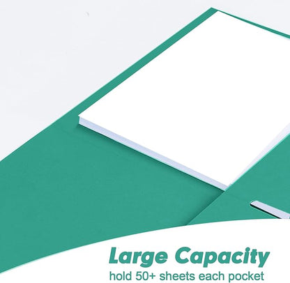 Two Pocket Folders, RAZCC 100 Pack 2 Pocket Folders Fit Letter Size Paper, Paper Folders with Pockets for School Office Business Home, Assorted 5 Colors