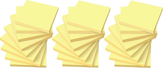 (24 Pack) Sticky Notes 3x3 in Canary Yellow, Clean Removal, Recyclable, Self-Stick Pads, Easy to Post for Home, Office, Notebook