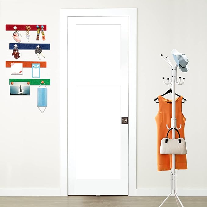 Cork Board for Walls - 8 Pack Felt Pin Board Bar Strips - Self-Adhesive Lightweight Bulletin Board - Cork Board for Office with 40 Push Pins No Damage for Wall