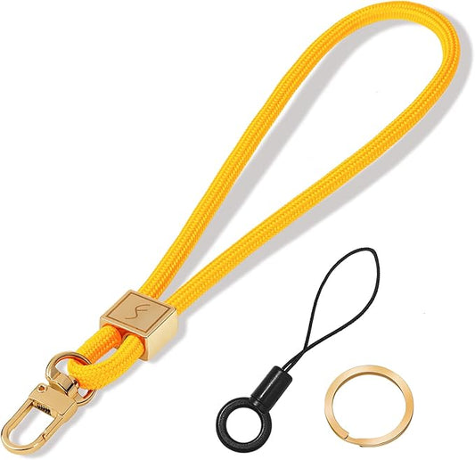 Fishent Keychain Wristlet lanyard, Cute Key Chain Holder, Upgraded Woven Wrist Lanyard for Keys, Wristlet Strap Keychain for Women Men Car Keys ID Badges Card Wallet Phone (Pineapple)