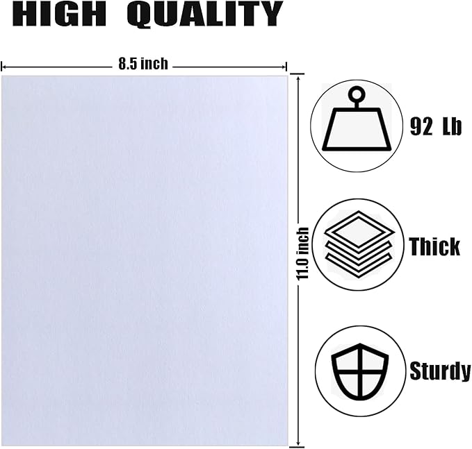 Baisunt 25 Pack 8.5x11 White Cardstock Paper Blank Thick Heavyweight 92lb Card Stock for Making Greeting Cards, Invitations cards, Scrapbook, DIY Craft