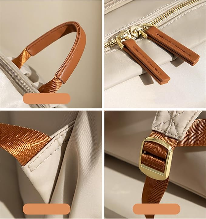 Versatile Oxford Cloth Women's Backpack - Minimalist Design for Daily Commute, Laptop Storage, and More! (Ivory)