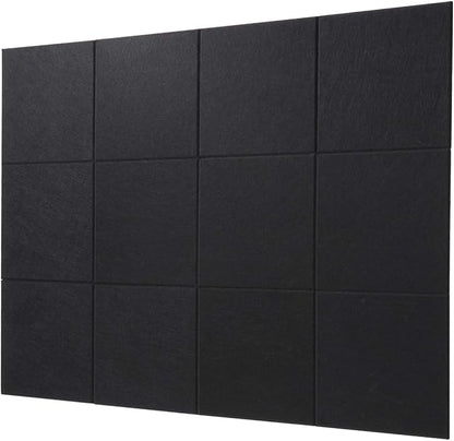 LAJAR Large Felt Wall Tiles, 12 Pack Cork Board Alternative with Removable Adhesive Tabs, Bulletin Pin Boards for Office, School and Home (Black)