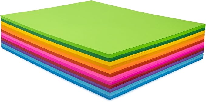 Hygloss Assorted Bright Colored Paper - 24 lb, 89 GSM, Acid-Free, Fade-Resistant, 8.5x11-Inch Letter Size Color Copy Paper, 96 Sheets, 12 Colors