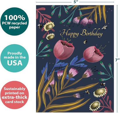 Tree-Free Greetings - Birthday Cards - Artful Designs - 2 Cards + Matching Envelopes - Made in USA - 100% Recycled Paper - 5 x 7 - Beauty and Grace (GT65278)