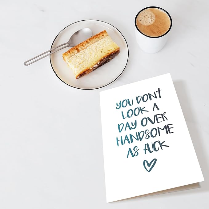 Chenive Funny Birthday Card for Him, Humorous Birthday Card Husband Boyfriend, Birthday Card for Brother Friend Dad Uncle Coworker, You Don't Look A Day Over Handsome As F*ck