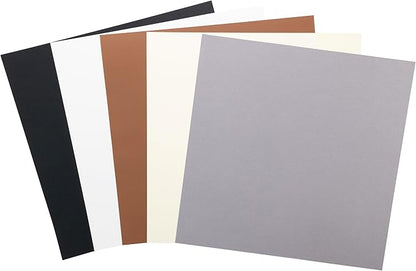 Cardstock 12 x 12 Paper Pack - 65lb Smooth Card Stock for Crafts, Cardmaking, Art Projects - 50 Square Scrapbook Sheets, 5 Assorted Colors - Double Sided with Solid Core, Neutral