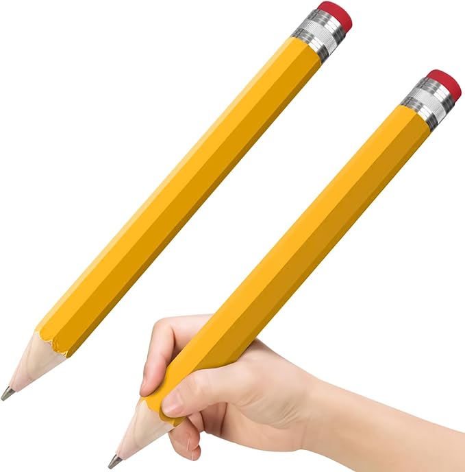 Wooden Jumbo Pencils 13.3'' Funny Giant Pencil For Party Favors Novelty Large Pencil For School Home Office Prop Supplies 2pcs Yellow