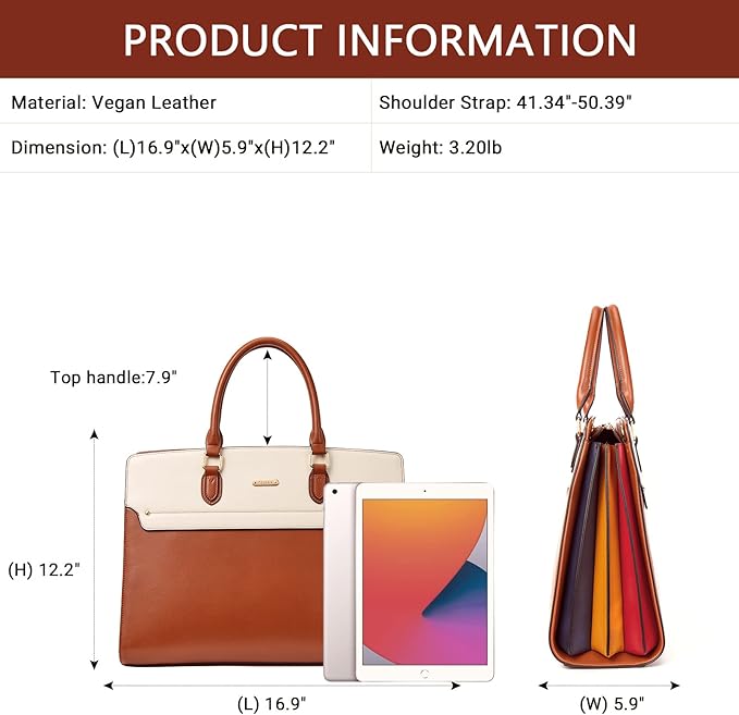 Telena Laptop Tote Bag for Women, 15.6 Inch Shoulder Tote Bag Leather Briefcase for Women, Large Capacity Handbag Bags