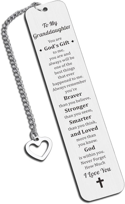 Christmas Bookmarks for Girls Kids, Stocking Stuffers for Granddaughter Teens 16-18, Christmas Gifts for Granddaughter, Granddaughter Gifts from Grandma, Birthday Gifts for Granddaughter