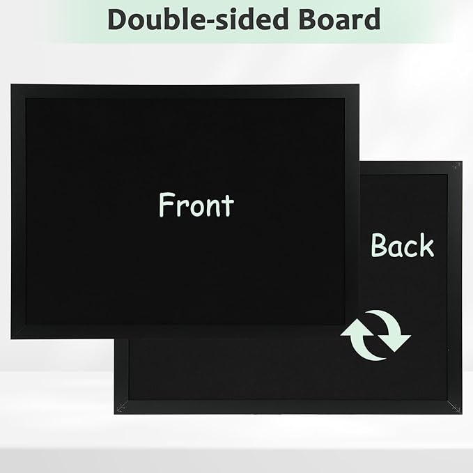 Large Cork Board Double-Sided Bulletin Board with Linen 36"x 24", Black Cork Boards for Walls Wood Frame Hanging Pin Board, Cork Board for Office Home School 1-Pack