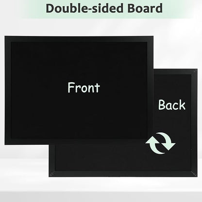 DOLLAR BOSS Large Black Cork Board Double-Sided Bulletin Board with Linen 24''x 18'', Black Cork Boards for Walls Wood Frame Hanging Pin Board, Cork Board for Office Home School 1-Pack