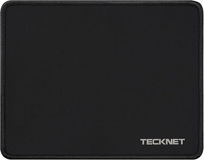 TECKNET Mouse Pad with Anti-fray Stitching, Waterproof Surface & Non-Slip Rubber Base with Stitched Edges Gaming Mouse Mat for Laptop，Compatible with Laser and Optical Mice - Black