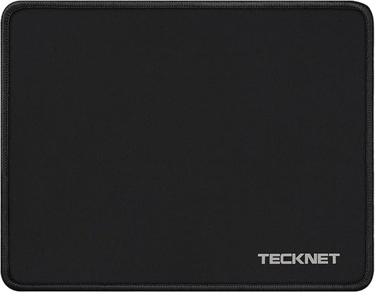TECKNET Mouse Pad with Anti-fray Stitching, Waterproof Surface & Non-Slip Rubber Base with Stitched Edges Gaming Mouse Mat for Laptop，Compatible with Laser and Optical Mice - Black