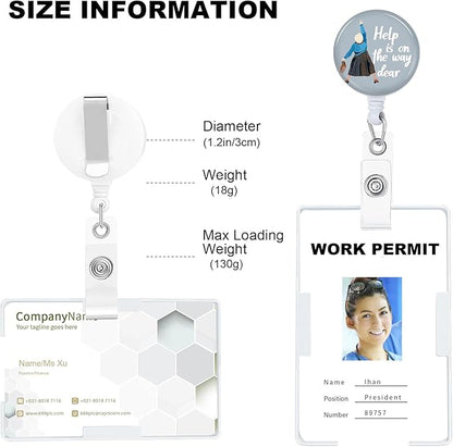Help is on The Way Dear Green Badge Reels Holder Retractable with ID Clip for Nurse Name Tag Card Nursing for Doctor Teacher Student Employee Office Medical Work