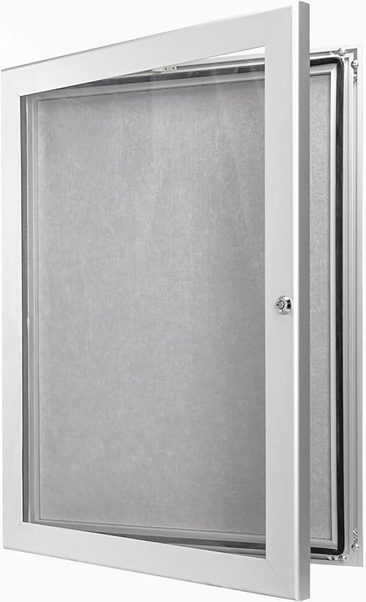 Locking Enclosed Bulletin Board Aluminum Memo Board Wall Mount Noticeboard with Rubber Seal Tamperproof Single Door Display Case for Indoor Or Outdoor Use, 26.8×20 in