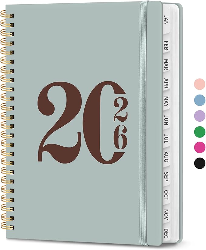 2026 Planner, Weekly and Monthly Calender Planner, Jan 2026 to Dec 2026, Hardcover 2026 Calendar Planner Book with Tabs & Inner Pocket, Office Home School Supplies for Women & Men - A5 (6.3" x 8.5"), Dusty Blue
