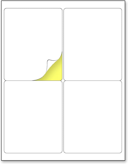 (4" x 5") 200 Sheets, Large White Labels Stickers - Laser/Inkjet Printable