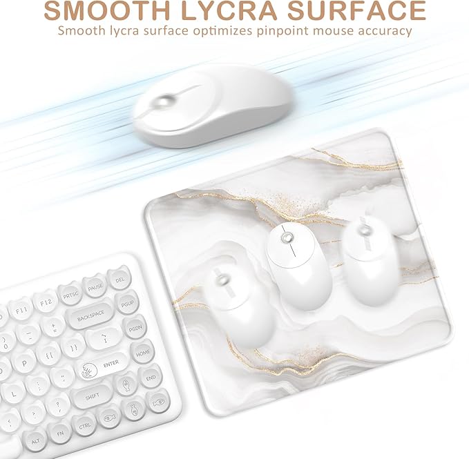 eulps Mouse Pad with Stitched Edge, Multiple Patterns Computer Mouse Pads with Non-Slip Rubber Base, Washable Cloth Mousepad, for Gaming, Laptop, PC (Ivory Gold)