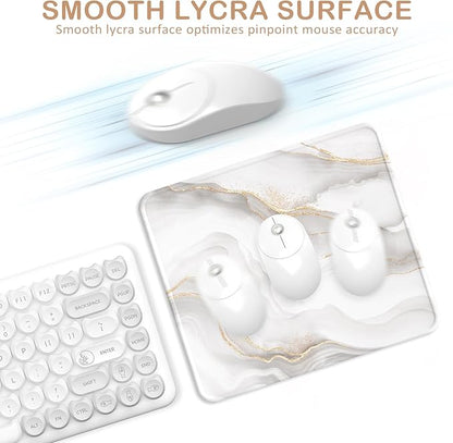 eulps Mouse Pad with Stitched Edge, Multiple Patterns Computer Mouse Pads with Non-Slip Rubber Base, Washable Cloth Mousepad, for Gaming, Laptop, PC (Ivory Gold)