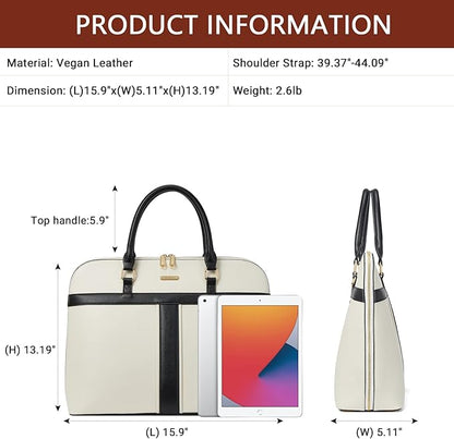 Telena Laptop Tote Bag for Women, 15.6 Inch Shoulder Tote Bag Leather Briefcase for Women, Large Capacity Handbag Bags