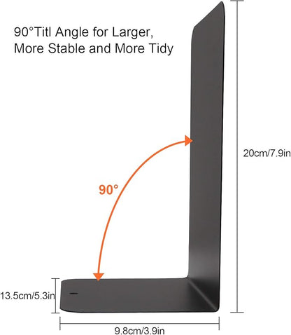 Acrux7 Black Metal Bookends 8.0 X 3.9 X 5.3 Inch, 3 Pairs Heavy Duty Bookends for Shelves, Bookends for Heavy Books, Book Holders for Shelves, Book Ends for Office, Book Stopper for Shelves