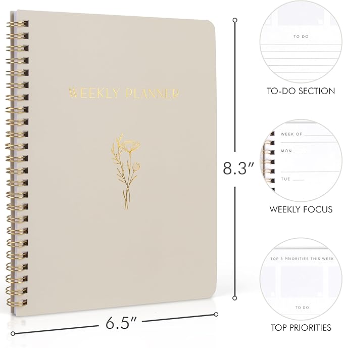 Beautiful Daily and Weekly Planner - To Do List Notebook to Easily Organize Your Agendas And Boost Productivity in School Or At Work - Stylish College or Office Supplies For Women