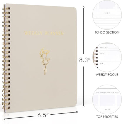 Beautiful Daily and Weekly Planner - To Do List Notebook to Easily Organize Your Agendas And Boost Productivity in School Or At Work - Stylish College or Office Supplies For Women