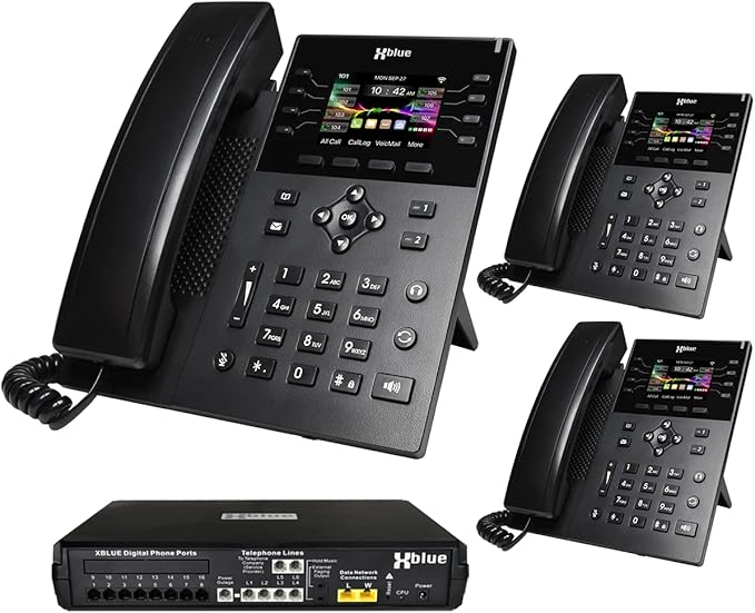 XBLUE X16 Plus VoIP System Bundle with (3) IP8g IP Phones - Including Auto Attendant, Voicemail, Remote Phone Extensions & Call Recording