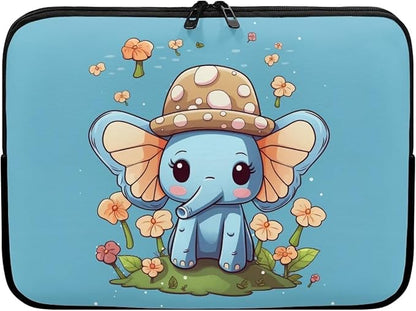 Cute Elephant Laptop Protective Sleeve for Women Girls 12 inch Computer Sleeve Bag Flower Zippered Pouches Lap Top Case Suitable for Daily Use Travel School Office Organizers Bag