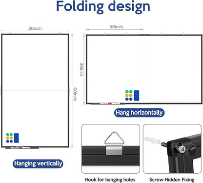 Large Whiteboard, Double Magnetic White Board for Wall, Dry Erase Whiteboard for Office Home & School (Black, 60x36 inch)