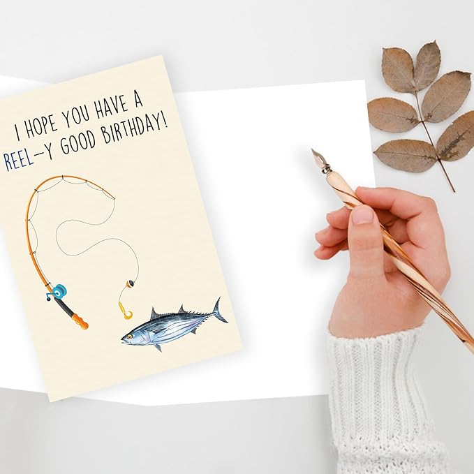Funny Fishing Pun Birthday Card for Him,Her, Funny Birthday Card Gift for Men, Momen – 'I Hope You Have a REEL-y Good Birthday! ' – Perfect for Fishing Lovers
