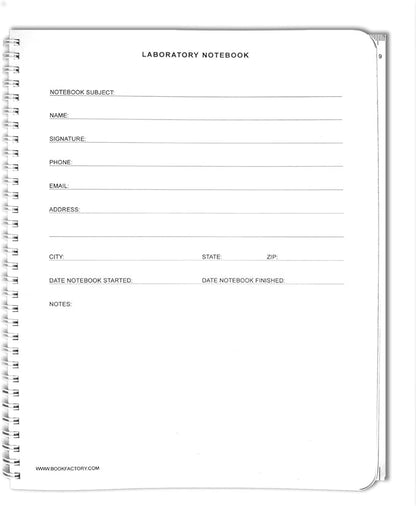 BookFactory Student Lab Notebook (Scientific Grid Format) - Standard No Carbon Copies 8.5" x 11" 75 Pages [Wire-O Bound] (LAB-075-WTG)