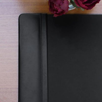 Dacasso Pad with Side Rails Luxury Leather Blotter for Writing-Executive Desk Surface Protector, 34” x 20”, Black