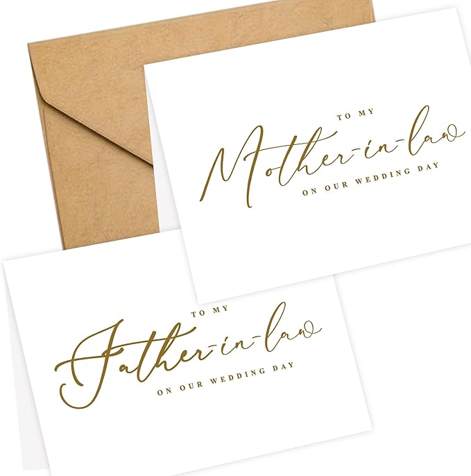LADY&HOME Set of 2 Wedding Day Cards to Father-in-law and Mother-in-law,To My Father-in-law and Mother-in-law on My Wedding Day Card (C2:Father-in-law & Mother-in-law)