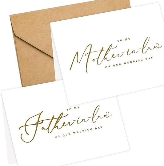 LADY&HOME Set of 2 Wedding Day Cards to Father-in-law and Mother-in-law,To My Father-in-law and Mother-in-law on My Wedding Day Card (C2:Father-in-law & Mother-in-law)