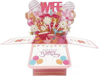 Asmallgf Cool Wife Birthday Gifts, Romantic Birthday 3D Card from Husband, Sweet Gifts for Wife