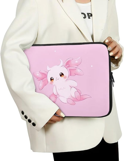 Cute Axolotl Laptop Sleeve for Women 17 inch Lap Top Case Slightly Laptop Pouch with Humanize Design Computer Carrying Case Easy to Clean Laptop Accessories Pink Tablet Bag