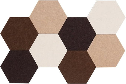 LAJAR Hexagon Felt Bulletin Board Tiles, 8 Pcs Self Adhesive Pin Board Wall Tiles for Photos, Pictures, Memos (Camel)