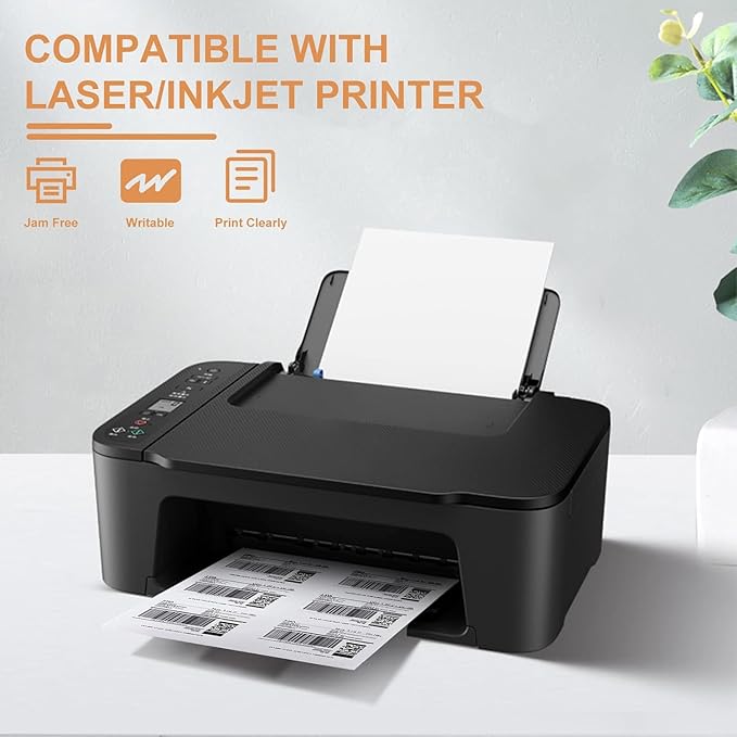 3-1/3”x 4” Shipping Address Labels, 600 Count Adhesive Stickers Labels for Laser/Inkjet Printer, 6 per Page [Paper 8.5" x 11"] Printable Mailing Labels